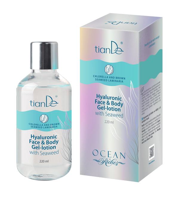 Hialurono veido ir kūno želė-losjonas su jūros dumbliais, 220 ml